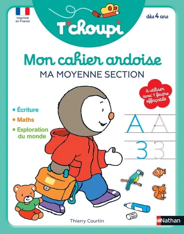Mon cahier ardoise T'choupi : ma moyenne section ; toutes les matières ; à partir de 4 ans (édition 2022)