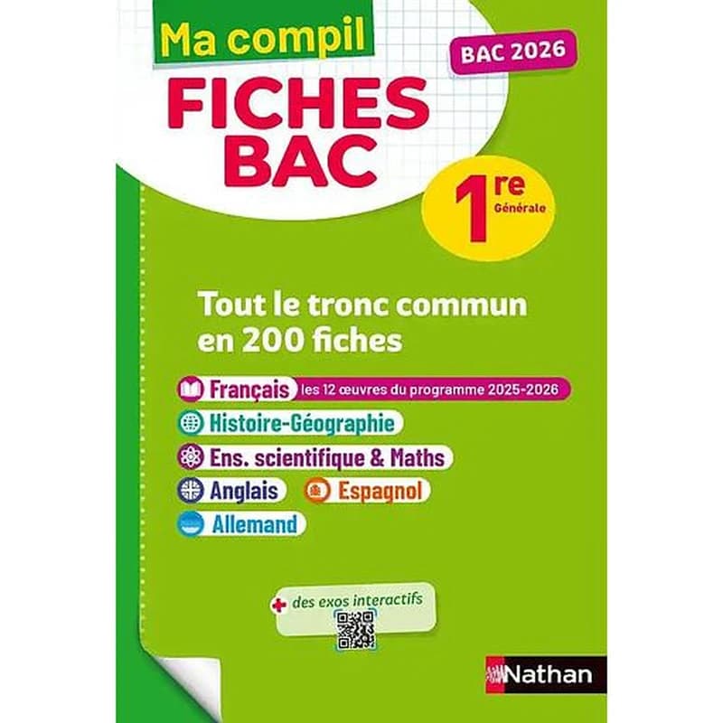 Ma compil fiches bac : Tout le tronc commun en 200 fiches ; 1re (édition 2025