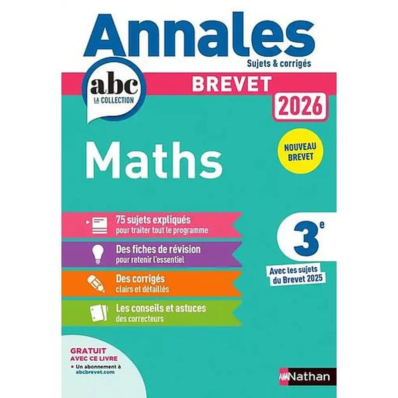 Mathématiques 3e : annales, sujets & corrigés 2026