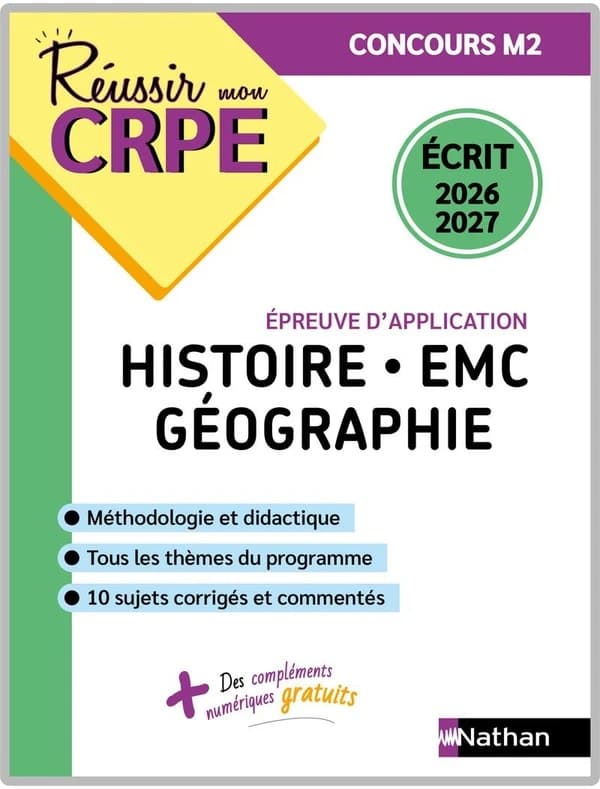 Histoire, EMC, géographie : épreuve d'application : écrit 2026-2027