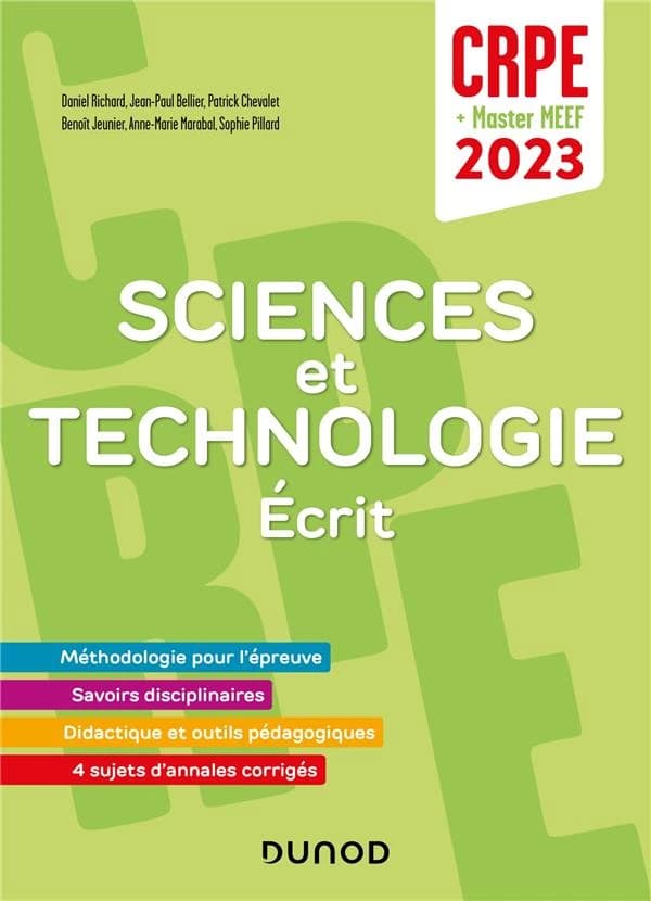 Sciences et technologie : écrit : CRPE + master MEEF 2023