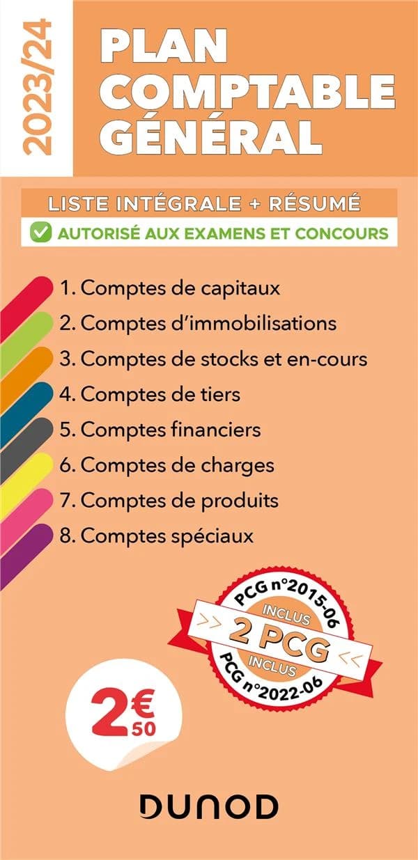 Plan comptable général : liste intégrale + résumé : autorisé aux examens et concours... ([Éd.] 2023-24)