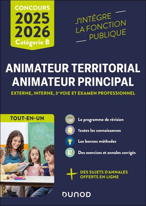 Animateur territorial, animateur principal : externe, interne, 3e voie et examen professionnel, catégorie B