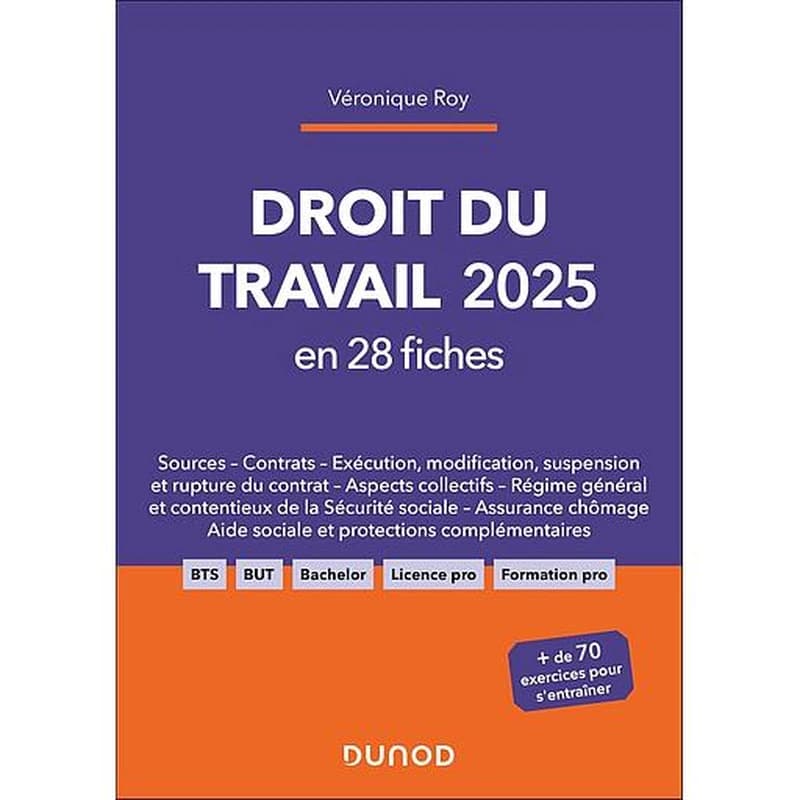Droit du travail 2025 : en 28 fiches : sources, contrats, exécution, modification, suspension et rupture du contrat... ([Éd.] à jour des dernières lois, à la date du 1er janvier 2025) Véronique Roy