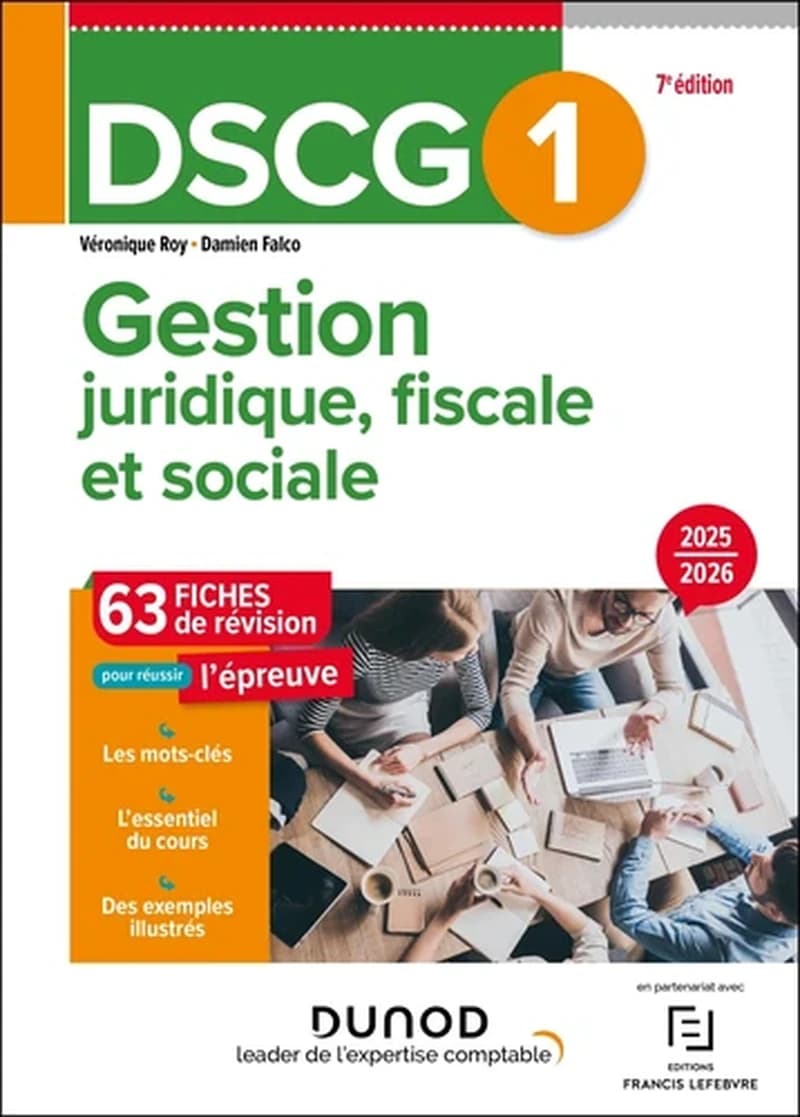 Gestion juridique, fiscale et sociale : fiches de révision (7e éd., 2025-2026) Véronique Roy,... Damien Falco,...