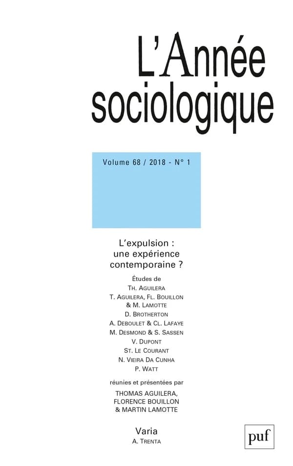 Revue L'Année sociologique n.68 (édition 2018)