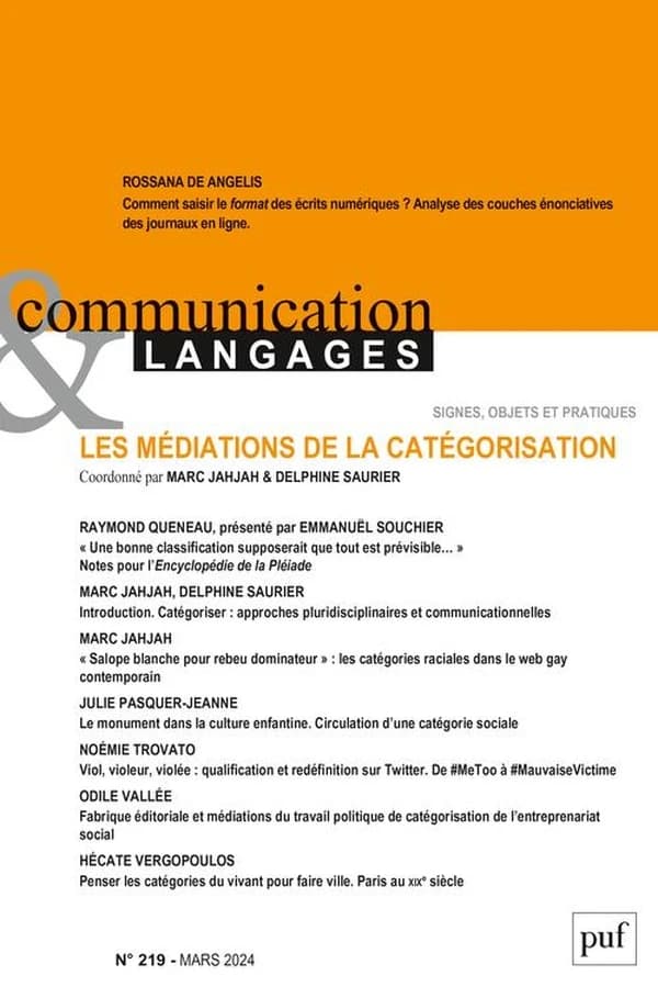 Communication & Langages Tome 219 : Les médiations de la catégorisation