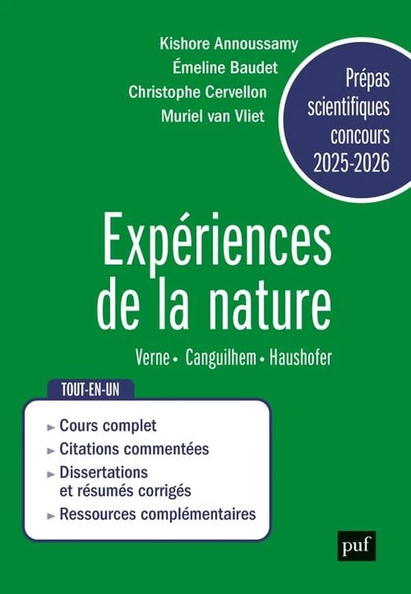 Expériences de la nature : Jules Verne, "Vingt mille lieues sous les mers", Georges Canguilhem "La connaissance de la vie", introduction, la pensée et le vivant, I, méthode, III, philosophie, chapitres II-V, Marlen Haushoffer, "Le mur invisible"