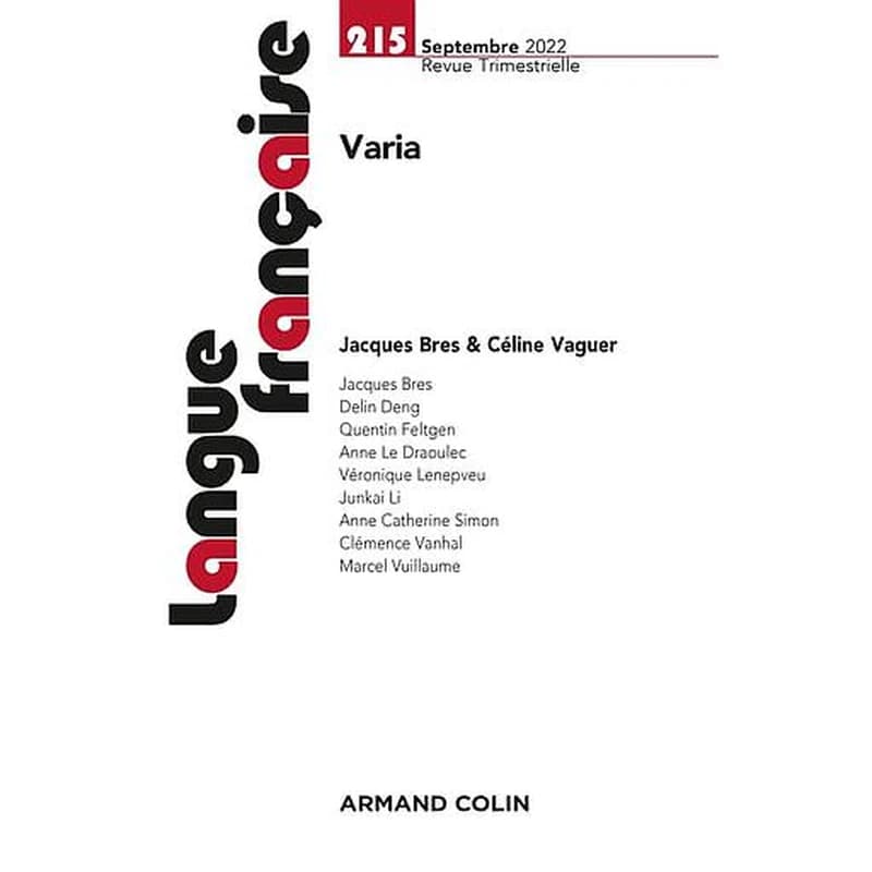 Langue française N° 215, septembre 2022 - Varia