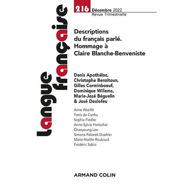 Langue française N° 216, 2022