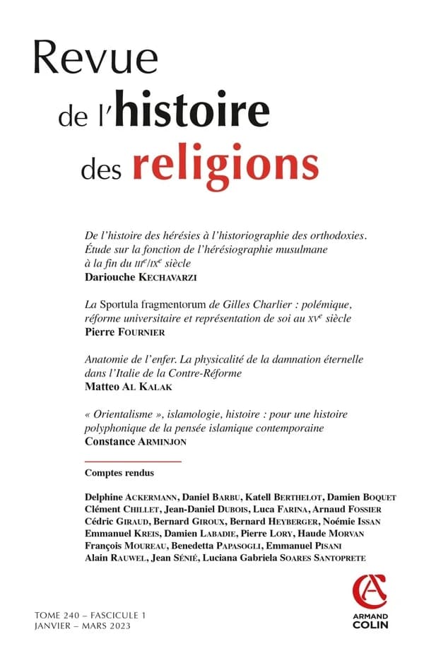 Revue de l'histoire des religions n.240 : janvier-mars 2023