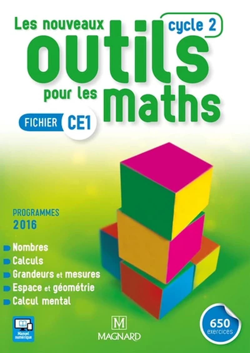 Les nouveaux outils pour les maths : fichier CE1, cycle 2 : programmes 2016