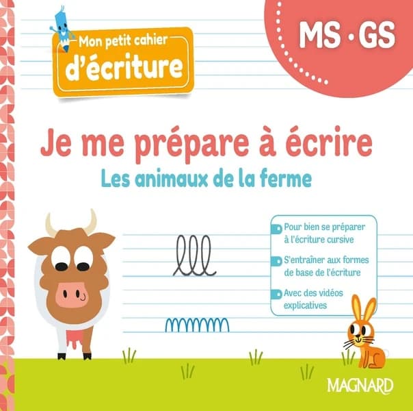 Mon petit cahier d'écriture : je me prépare à écrire MS-GS, les animaux de la ferme : cahier (édition 2022)