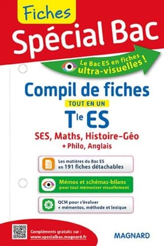Compil de fiches tout en un Tle ES. SES, Histoire-géo, Maths, Anglais, Philosophie