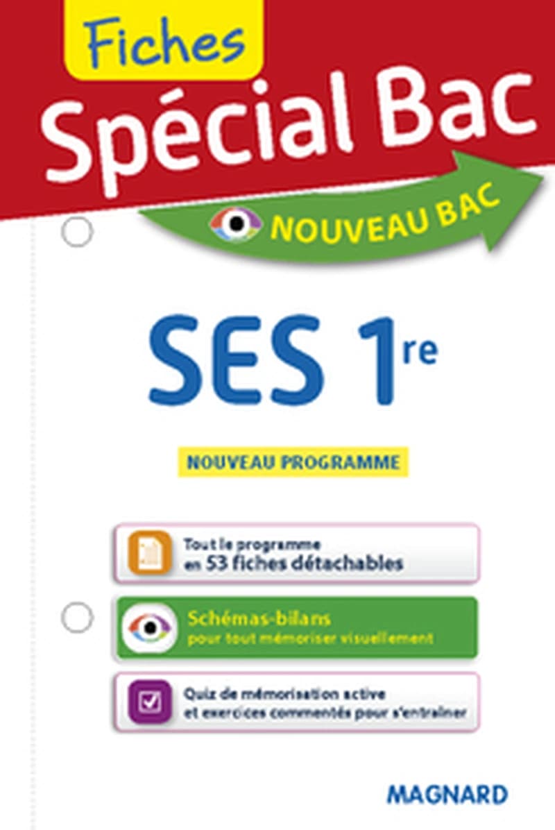 Spécial bac ; fiches SES ; 1re (édition 2019)
