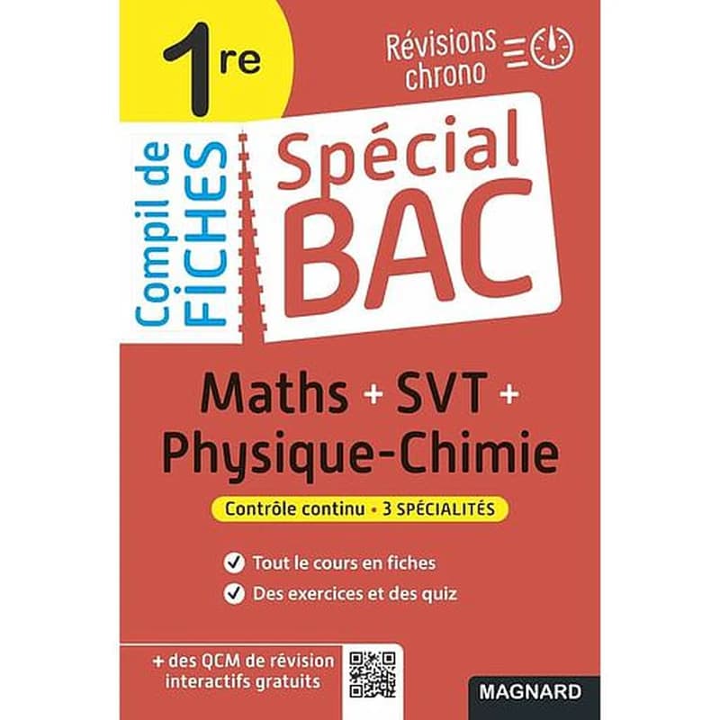 Spécial bac : compil de fiches ; maths-physique-chimie-SVT ; 1re bac 2022 ; tout le programme des 3 spécialités