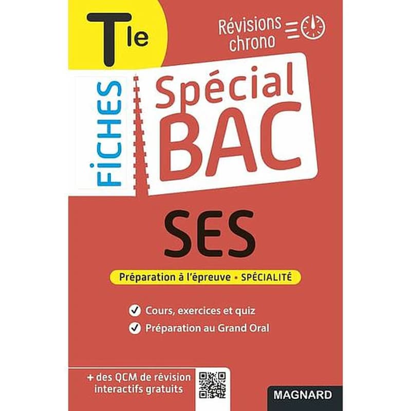 Fiches spécial bac : SES ; terminale bac 2022 ; tout le programme en 59 fiches, cours ultra-visuel, schémas-bilans, exercices, quiz et grand oral