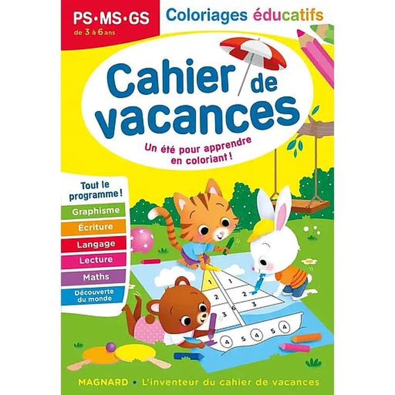 Cahier de vacances : coloriages éducatifs PS, MS, GS (édition 2023)