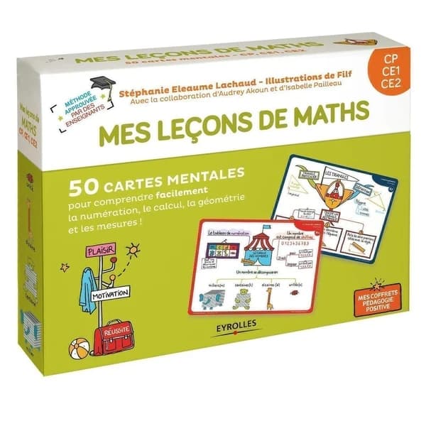 Mes leçons de math ; CP, CE1, CE2 ; 50 cartes mentales (édition 2018)