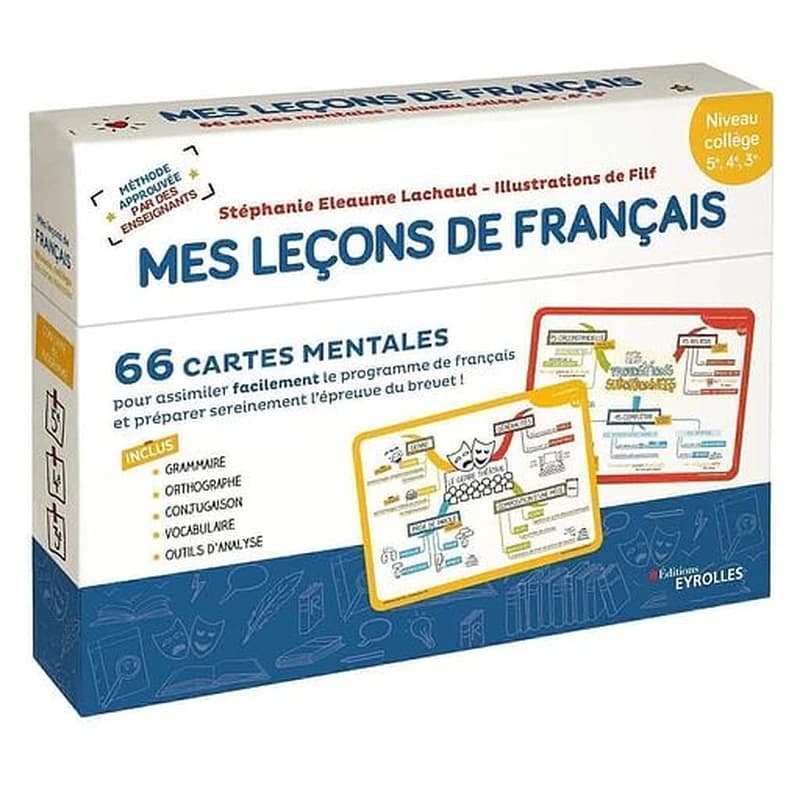 Mes leçons de français ; niveau collège ; 55 cartes mentales pour assimiler facilement le programme