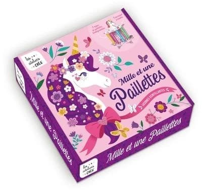 Mille et une Paillettes Licornes scintillantes : Coffret avec 7 tubes de paillettes biodégradables et 1 carrousel à monter