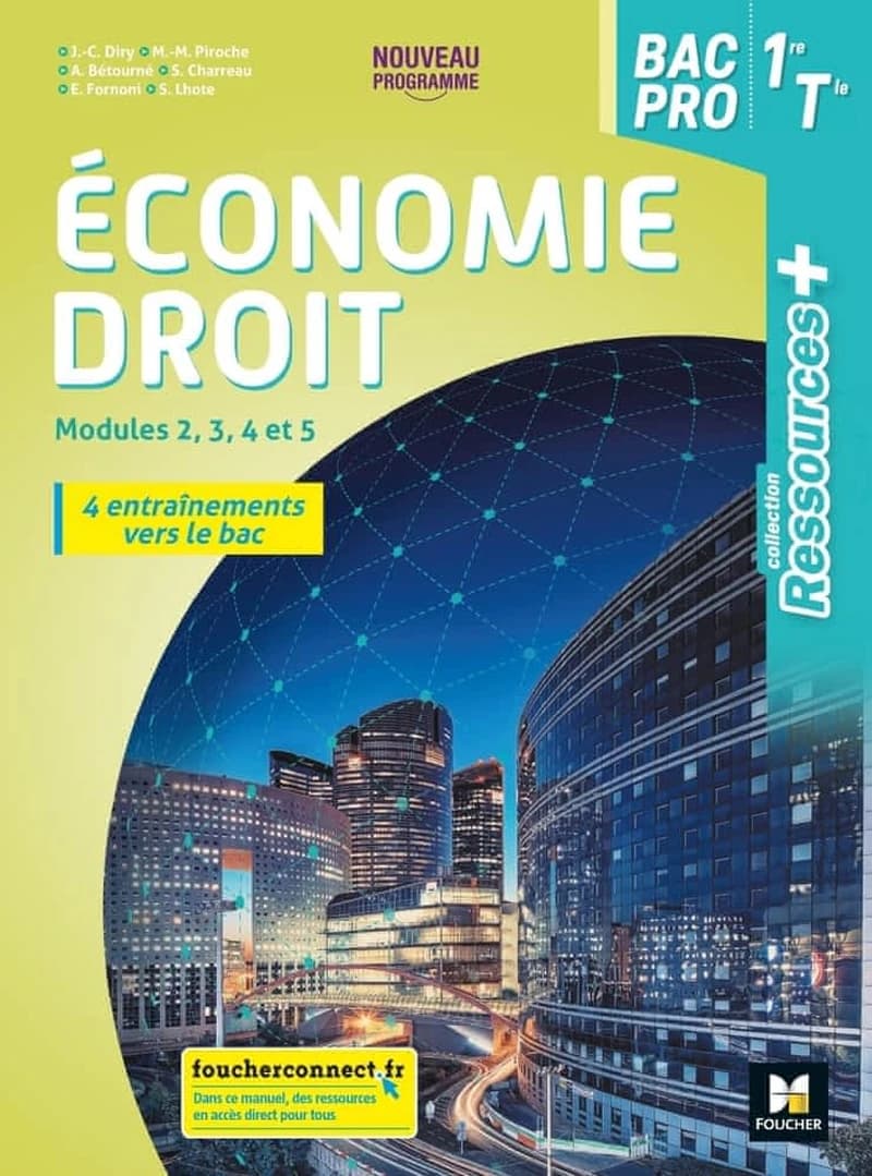 Ressources + : économie-droit ; 1re, terminale bac pro ; livre élève (édition 2020)