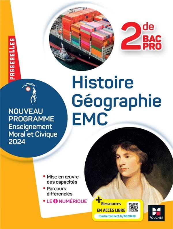 Passerelles : Histoire géographie EMC ; 2de bac pro ; Livre élève