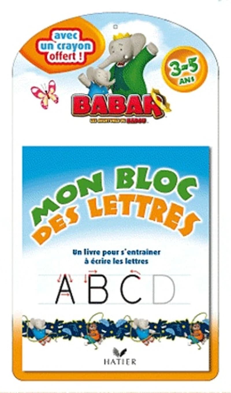 BABAR MON BLOC DES LETTRES+CRAYON