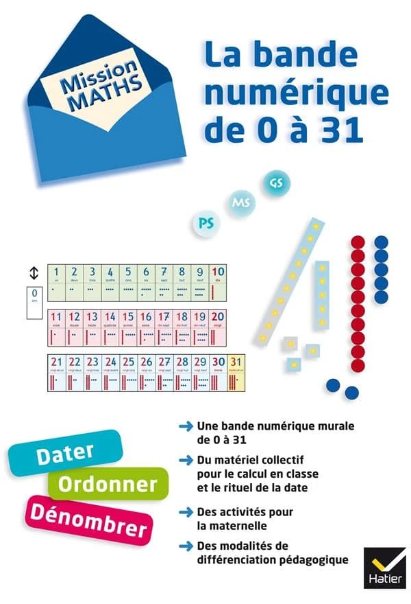 MISSION MATHS : bande numérique de 0 à 31 ; matériel pour la classe et guide pédagogique (édition 2012)