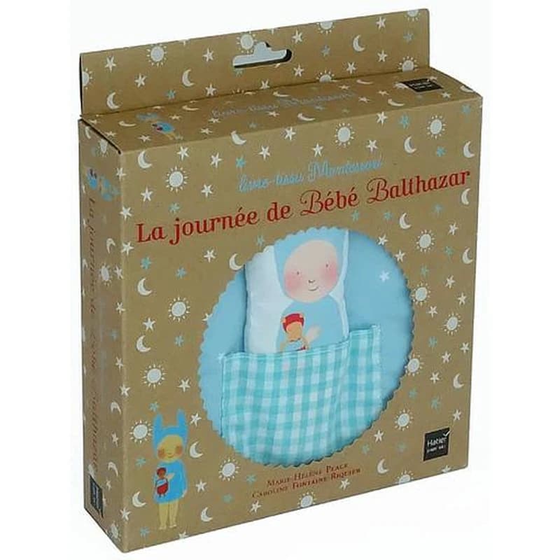 La journée de Bébé Balthazar : livre-tissu Montessori