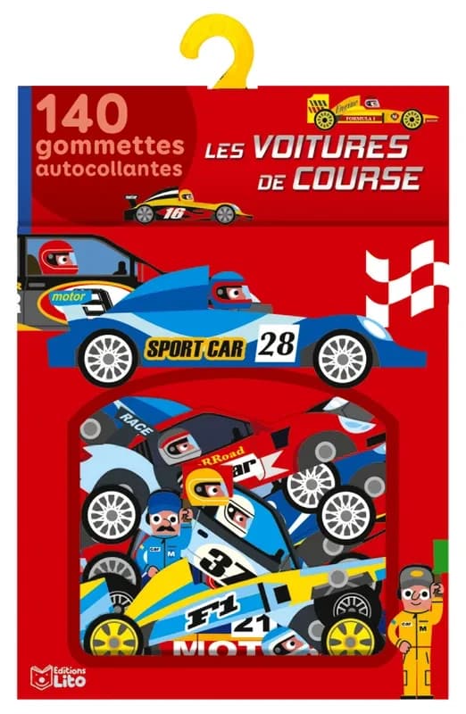 Les voitures de course ; 140 gommettes autocollantes