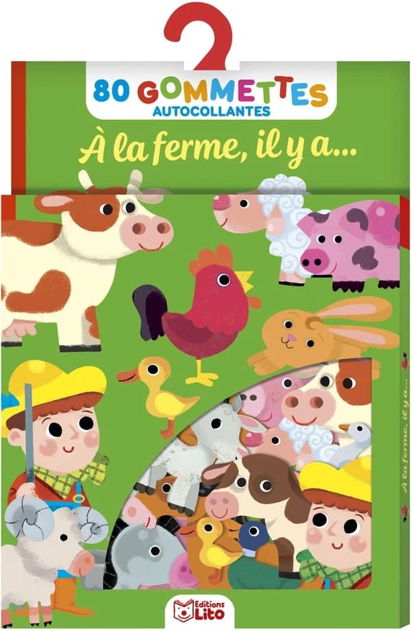 80 gommettes autocollantes : Poules vaches cochons