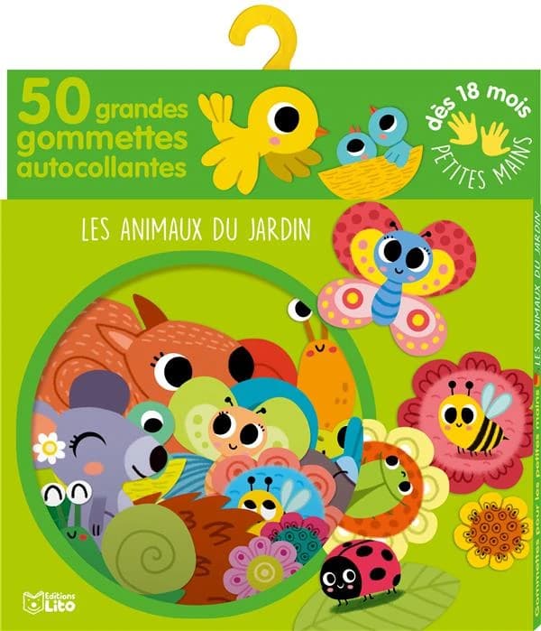 Gommettes pour les petites mains : les animaux du jardin ; 50 grandes gommettes autocollantes