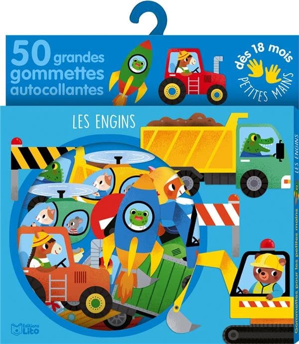 Les engins : 50 grandes gommettes autocollantes : [Autocollant]