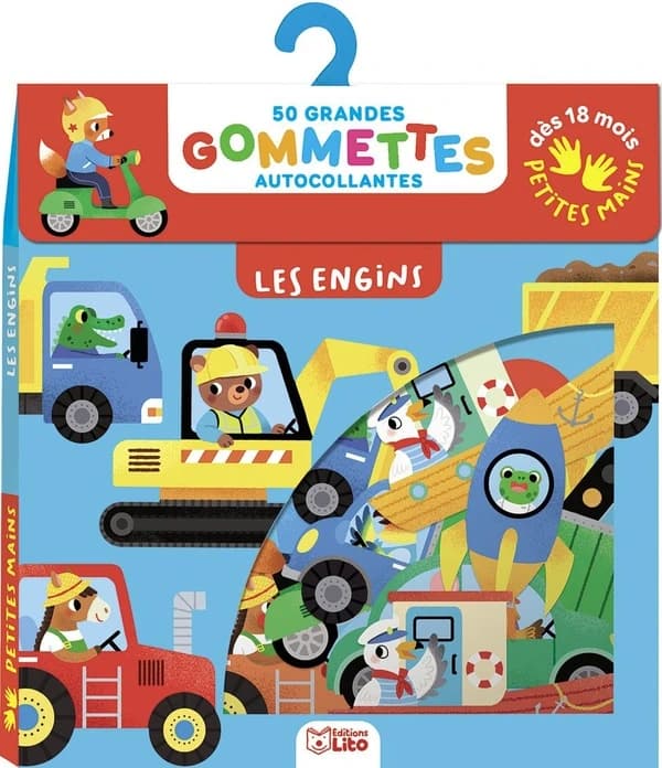 50 grandes gommettes autocollantes : Les engins
