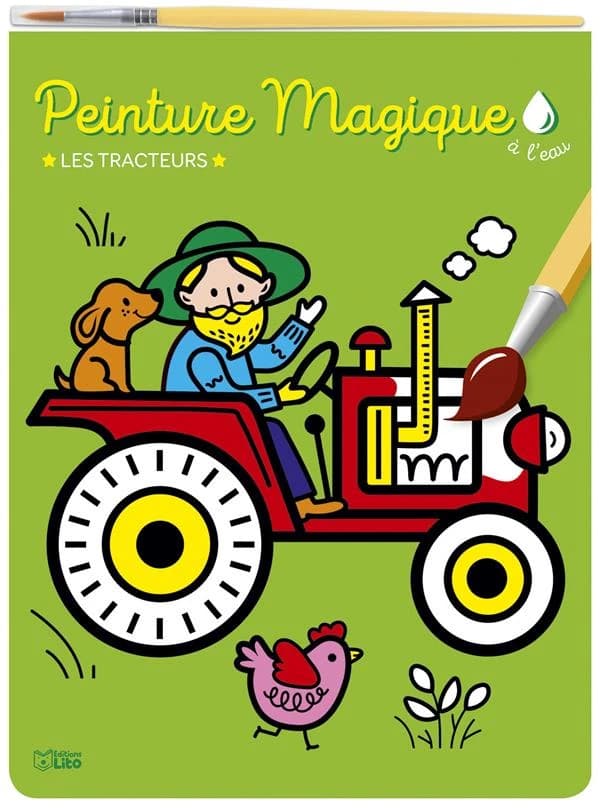 Peinture magique à l'eau : les tracteurs : [Album à colorier]