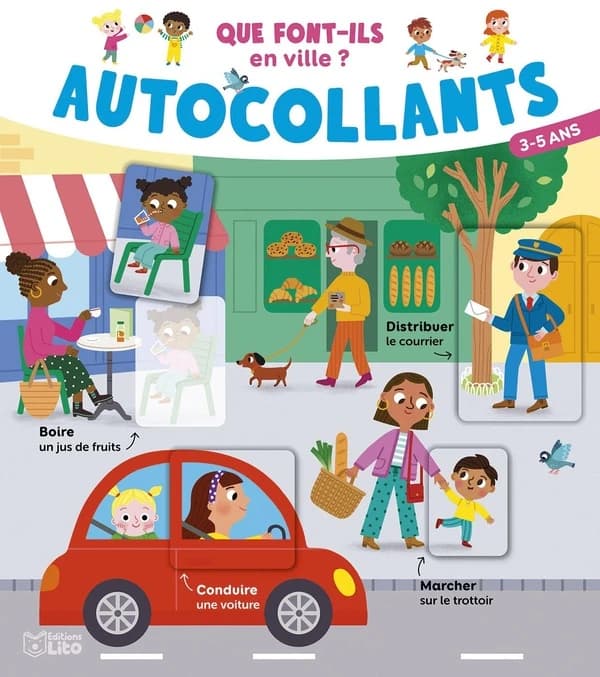 Autocollants : en ville : que font-ils? : de 3 à 5 ans : [Autocollant]