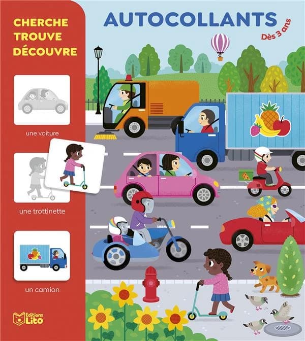 Autocollants : engins et véhicules : cherche, trouve et découvre : dès 3 ans : [Autocollant]