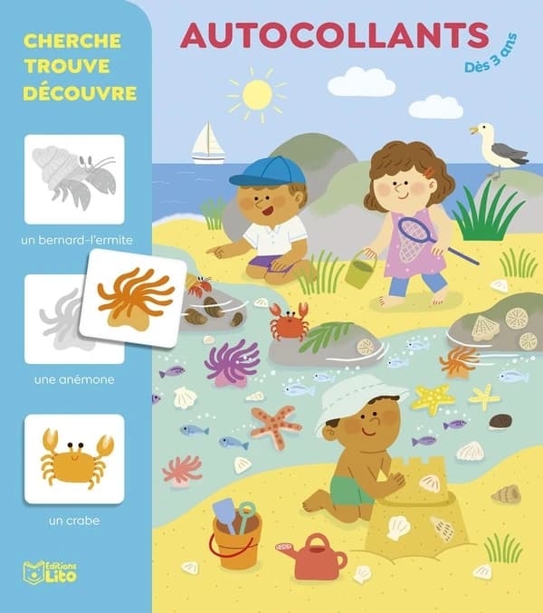 Autocollant : [la mer] : cherche, trouve et découvre : dès 3 ans : [Autocollant]