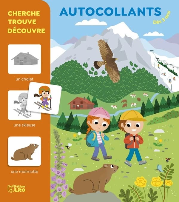 Autocollant : [la montagne] : cherche, trouve et découvre : dès 3 ans : [Autocollant]