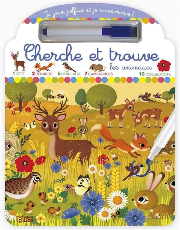 Je joue, j'efface et je recommence ! : Cherche et trouve les animaux