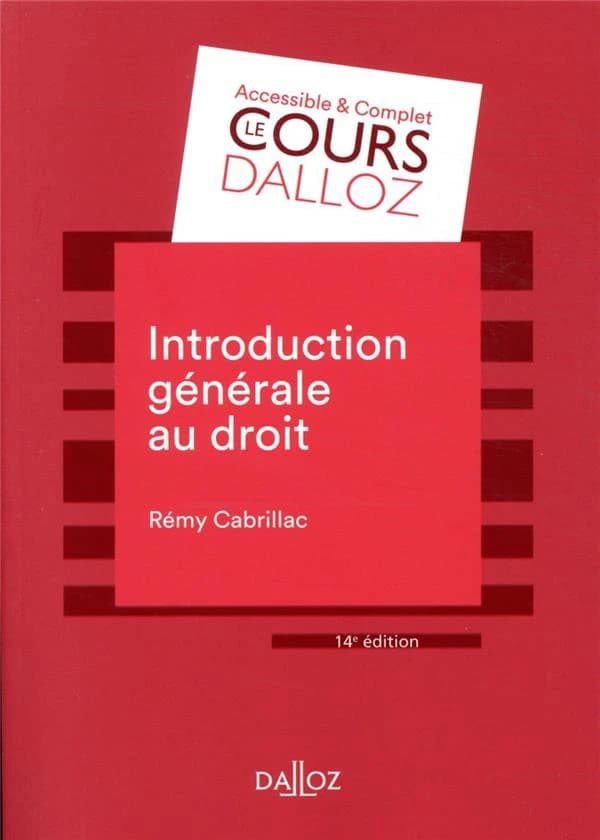 Introduction générale au droit (14e éd., 2021) Rémy Cabrillac,...