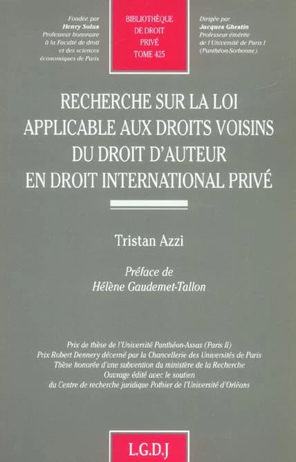Recherche sur la loi applicable aux droits voisins du droit d'auteur en droit international privé