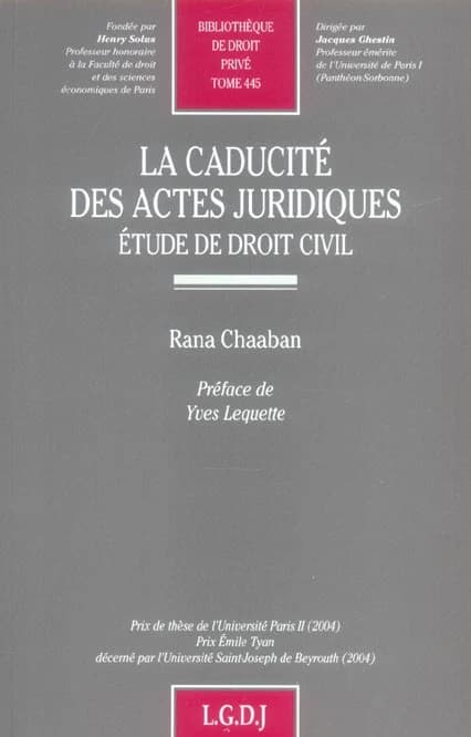 La caducité des actes juridiques : étude de droit civil