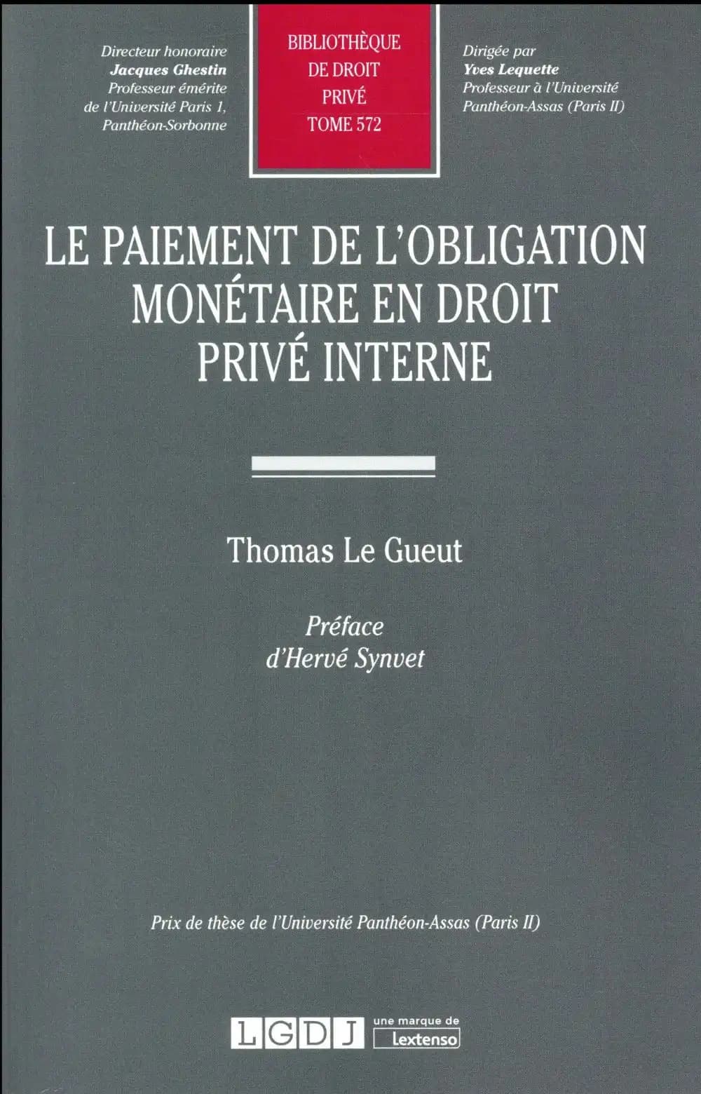 Le paiement de l'obligation monétaire en droit privé interne
