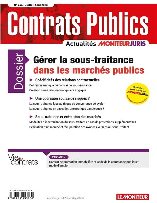 Actualité Commande Contrats Publics n.244 : gérer la sous-traitance dans les marchés publics