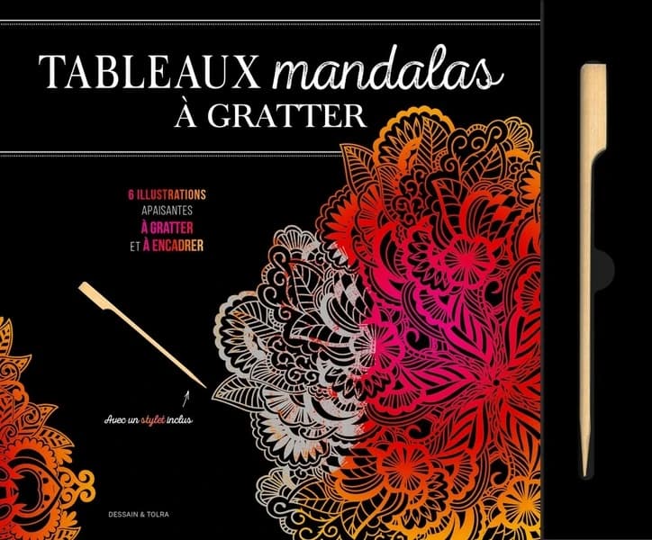 Tableaux mandalas à gratter : 6 illustrations apaisantes à gratter et à encadrer : [Carte à gratter]