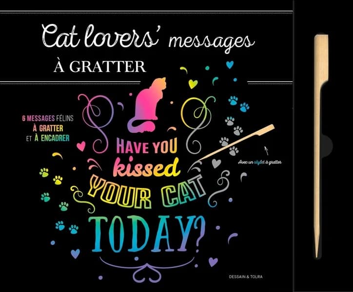 Cat lovers' Messages à gratter : 6 messages félins à gratter et à encadrer