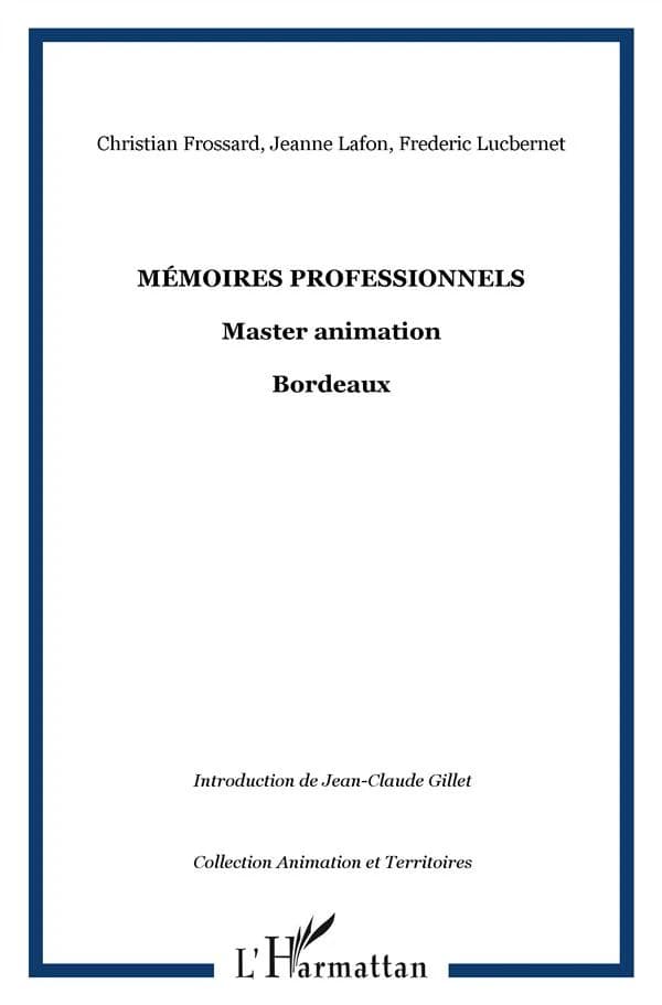Mémoires professionnels master animation : Bordeaux