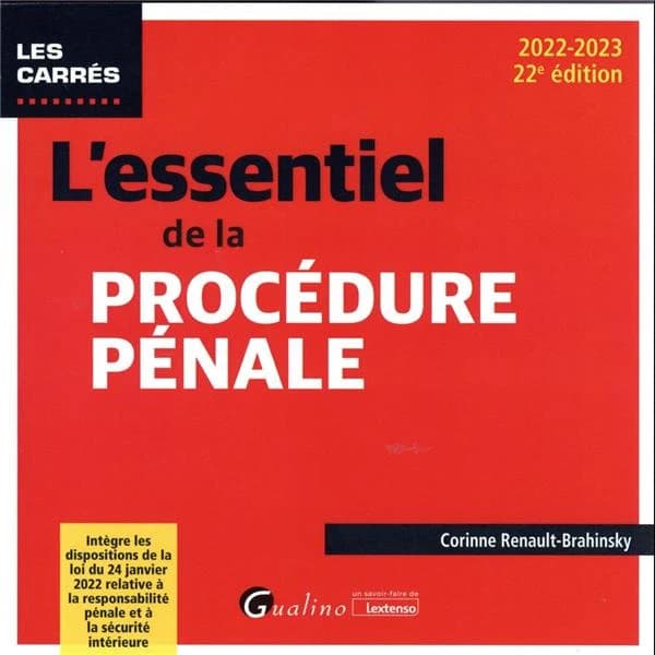 L'essentiel de la procédure pénale (22e éd., 2022-2023) Corinne Renault-Brahinsky